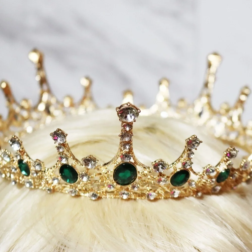 🎊👑HOST PICK!! 🏆🎉 Imperial Emerald Green Crystal Embellished Gold Crown 👑💫✨